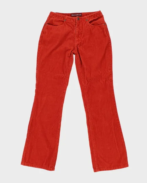 Vintage 90s Nevada Orange Flare Cord Trousers - W28 L31 sold by Rokit
