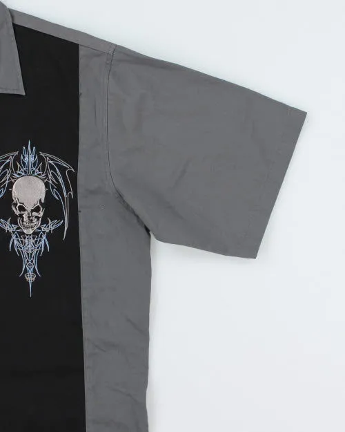 Vintage Y2K Gothic Embroidered Short Sleeve Shirt - L sold by Rokit product image thumbnail 4