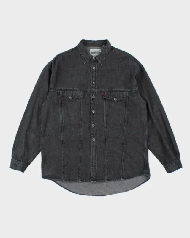 Vintage Levi's Dark Wash Denim Long-sleeved Shirt - L sold by Rokit
