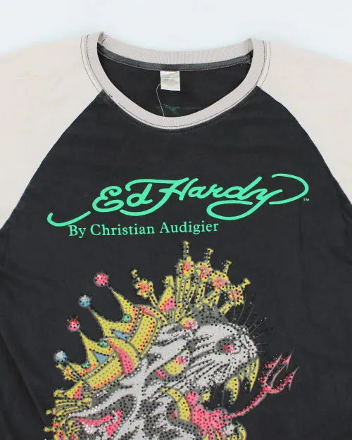 Vintage Y2K Ed Hardy Sequin Tiger Long-sleeved T-Shirt - XXL sold by Rokit product image thumbnail 3