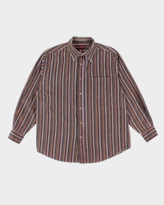 Vintage 90's Striped Corduroy Long-sleeved Shirt - M sold by Rokit