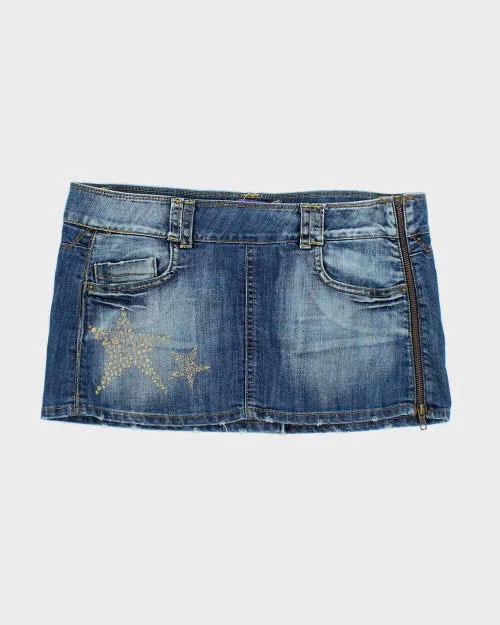 Y2k 00s Zip Denim Mini Skirt - M sold by Rokit