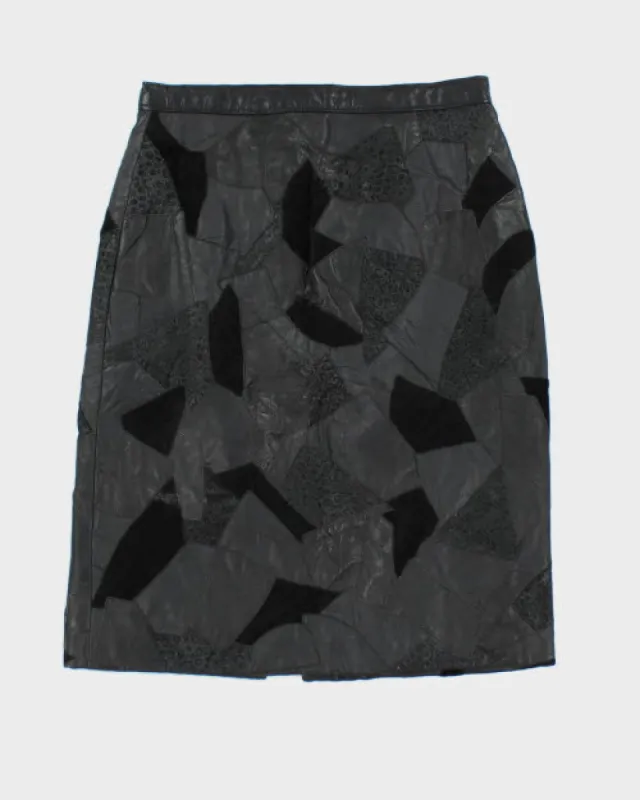 Vintage La Firma Patchwork Suede Skirt - XS sold by Rokit