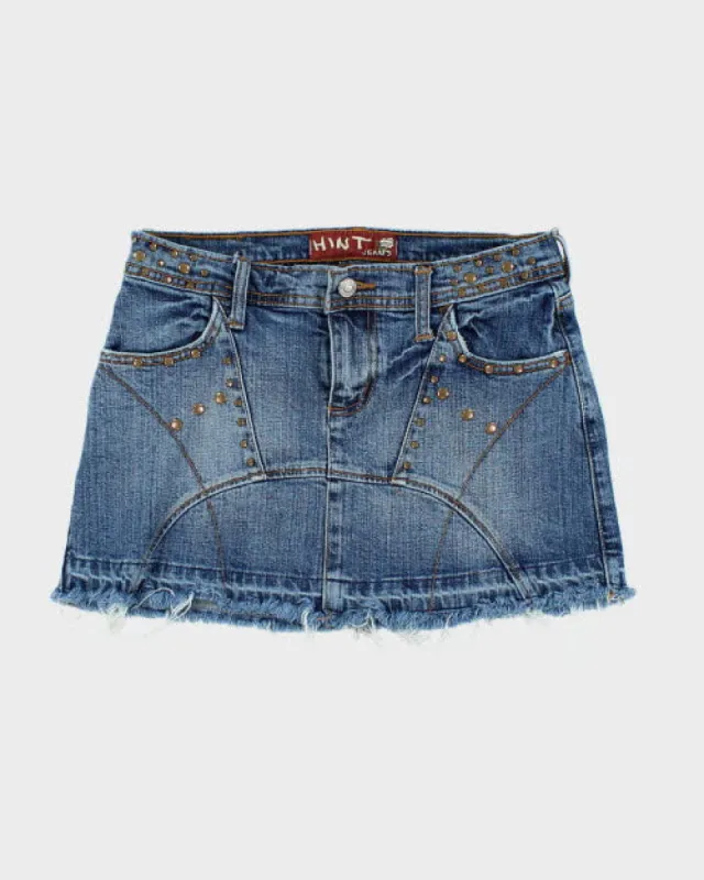 Y2k 00s Hint Studded Denim Skirt - S sold by Rokit