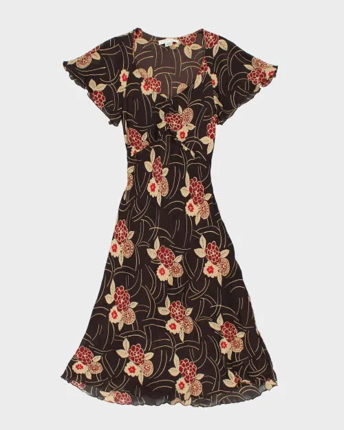 Vintage 90s Nougat Silk Floral Dress - M sold by Rokit