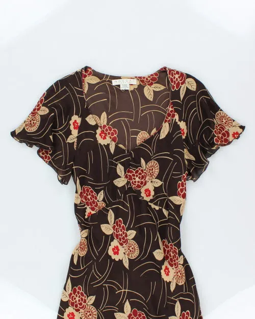 Vintage 90s Nougat Silk Floral Dress - M sold by Rokit product image thumbnail 3