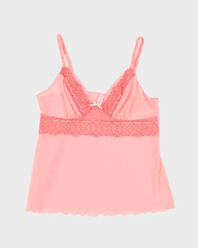 Y2K 00s La Vie En Rose Pink Mesh Cami - M sold by Rokit