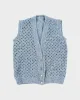 Vintage Blue Button Up Vest - M sold by Rokit