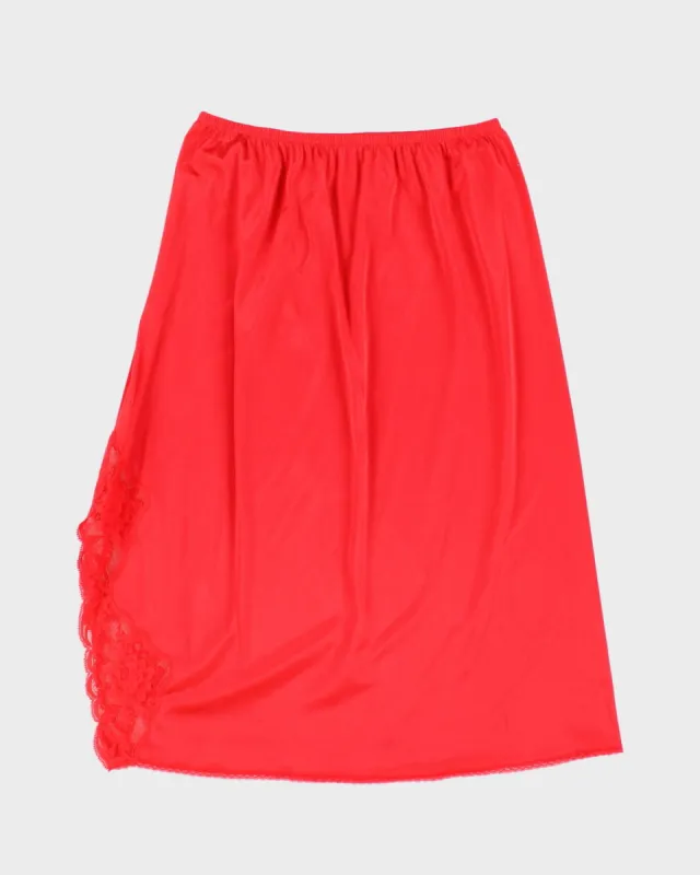 Vintage Vanity Fair Red Lace Side Slit Petticoat Slip Skirt - S sold by Rokit