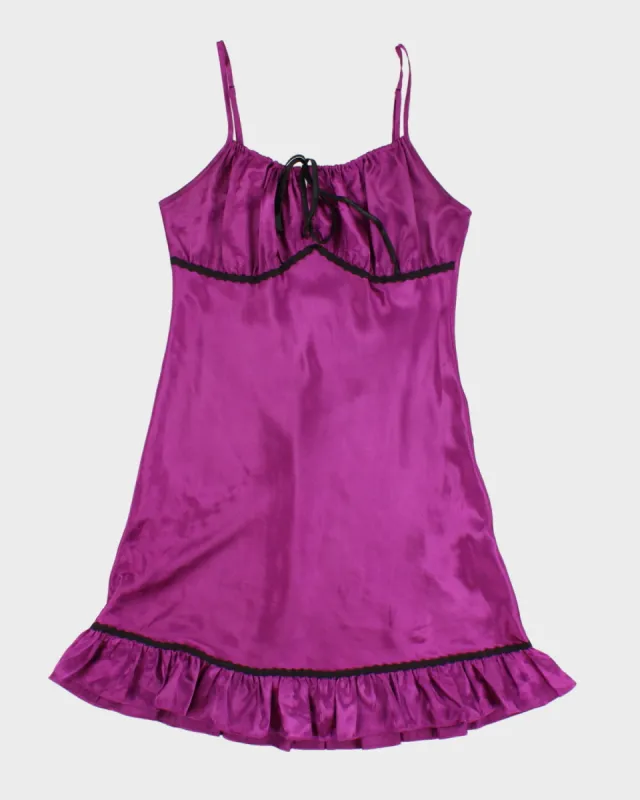 Y2K 00s La Senza Blue Mesh Embroidered Halter Slip Dress - XS sold by Rokit