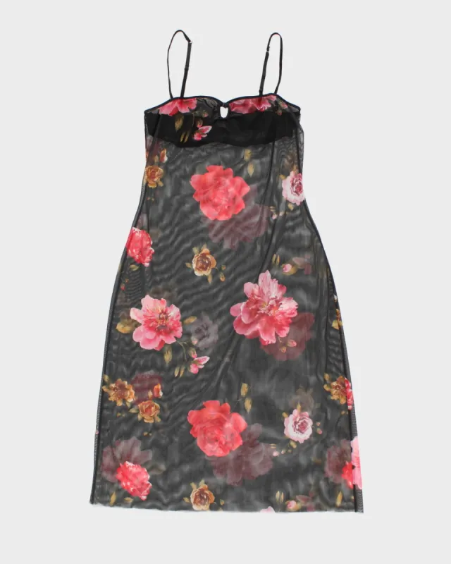 Y2K 00s La Senza Floral Mesh Slip Dress - S sold by Rokit