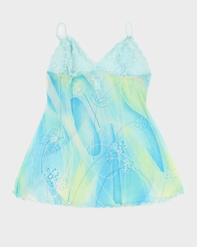 Y2K 00s La Senza Floral Mesh Slip Dress - L sold by Rokit