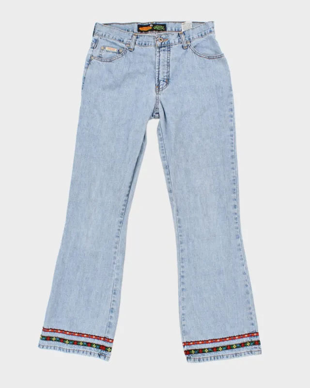 Y2K 00s Bluenotes Relaxed Low Rise Flare Floral Hem Jeans - W32 L32 made by Rokit