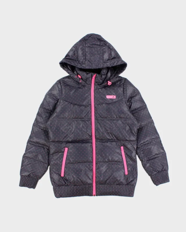 Adidas Polka Dot Duck Down Hooded Puffer Jacket - L made by Adidas