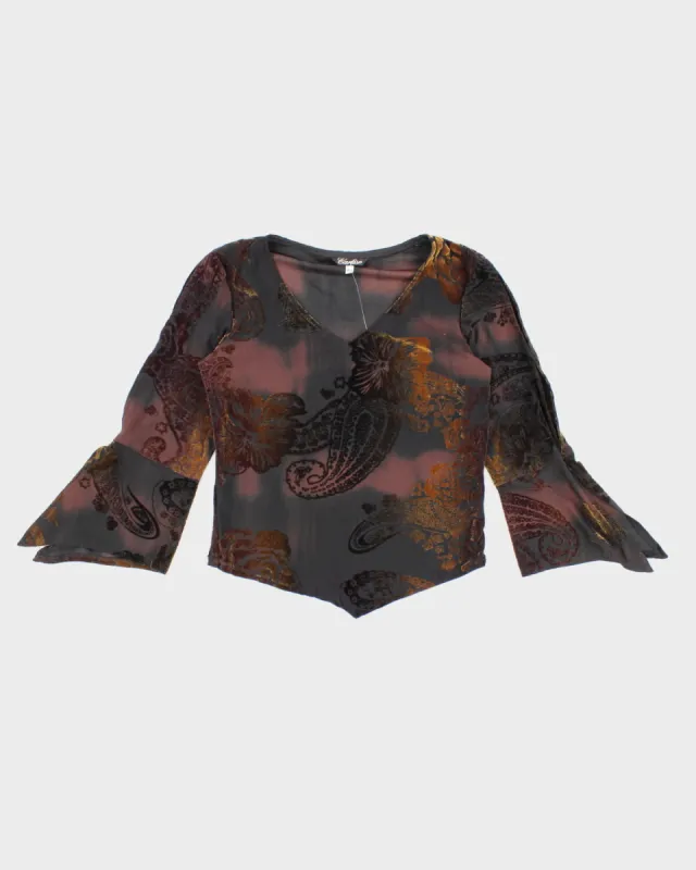 Vintage Floral Velour Blouse - M sold by Rokit