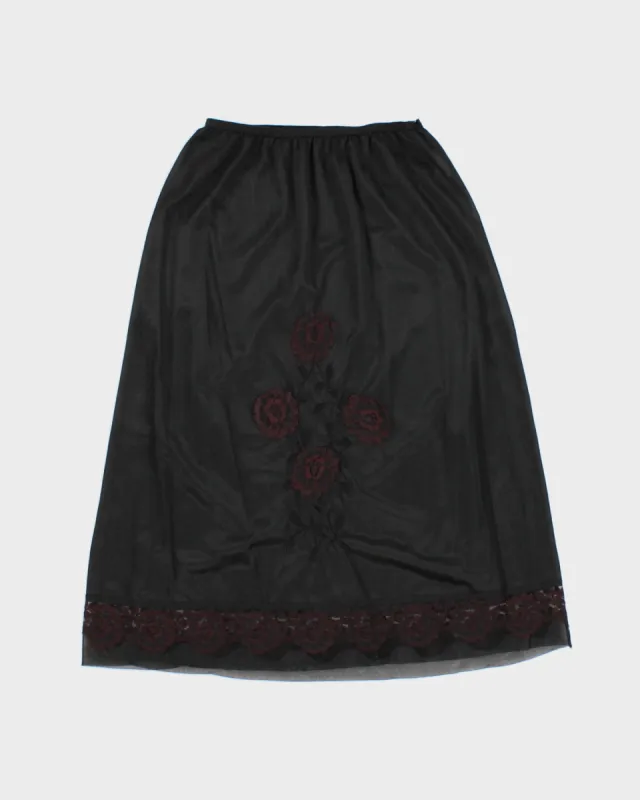 Vintage Lace Flower Embroidered Petticoat Slip Skirt - S sold by Rokit