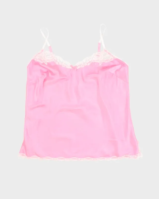 Y2K 00s Victoria's Secret Pink Laced Cami - L sold by Rokit