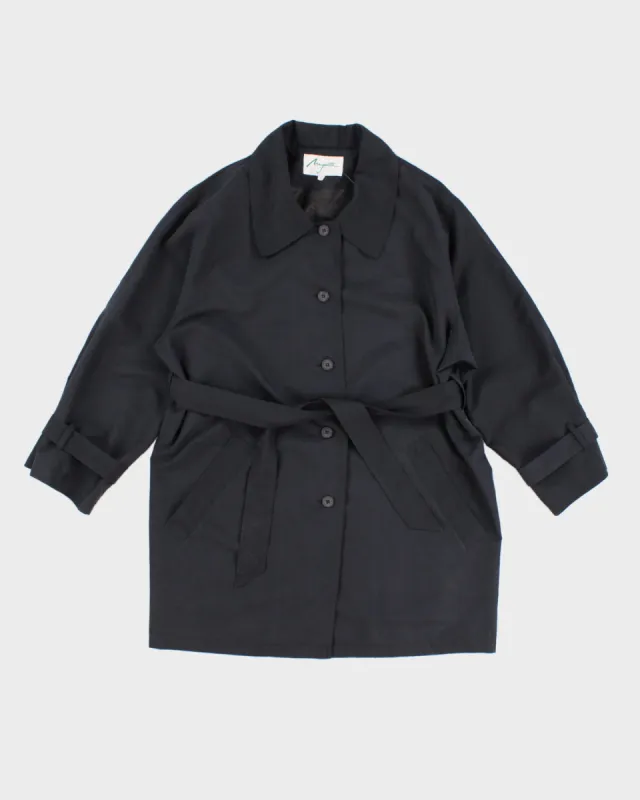 Vintage Belted Navy Overcoat - L sold by Rokit