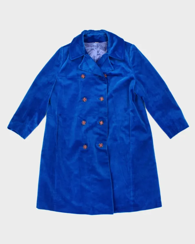 Vintage 60's Surrey Classics Royal Blue Velvet Double Breasted Coat sold by Rokit