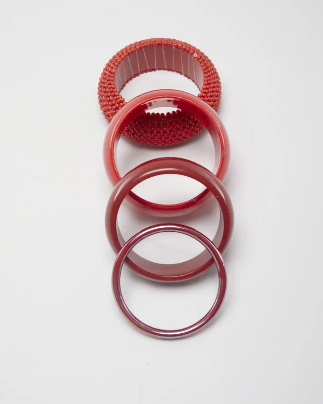 Red Vintage Set of 4 Bangles made by Rokit