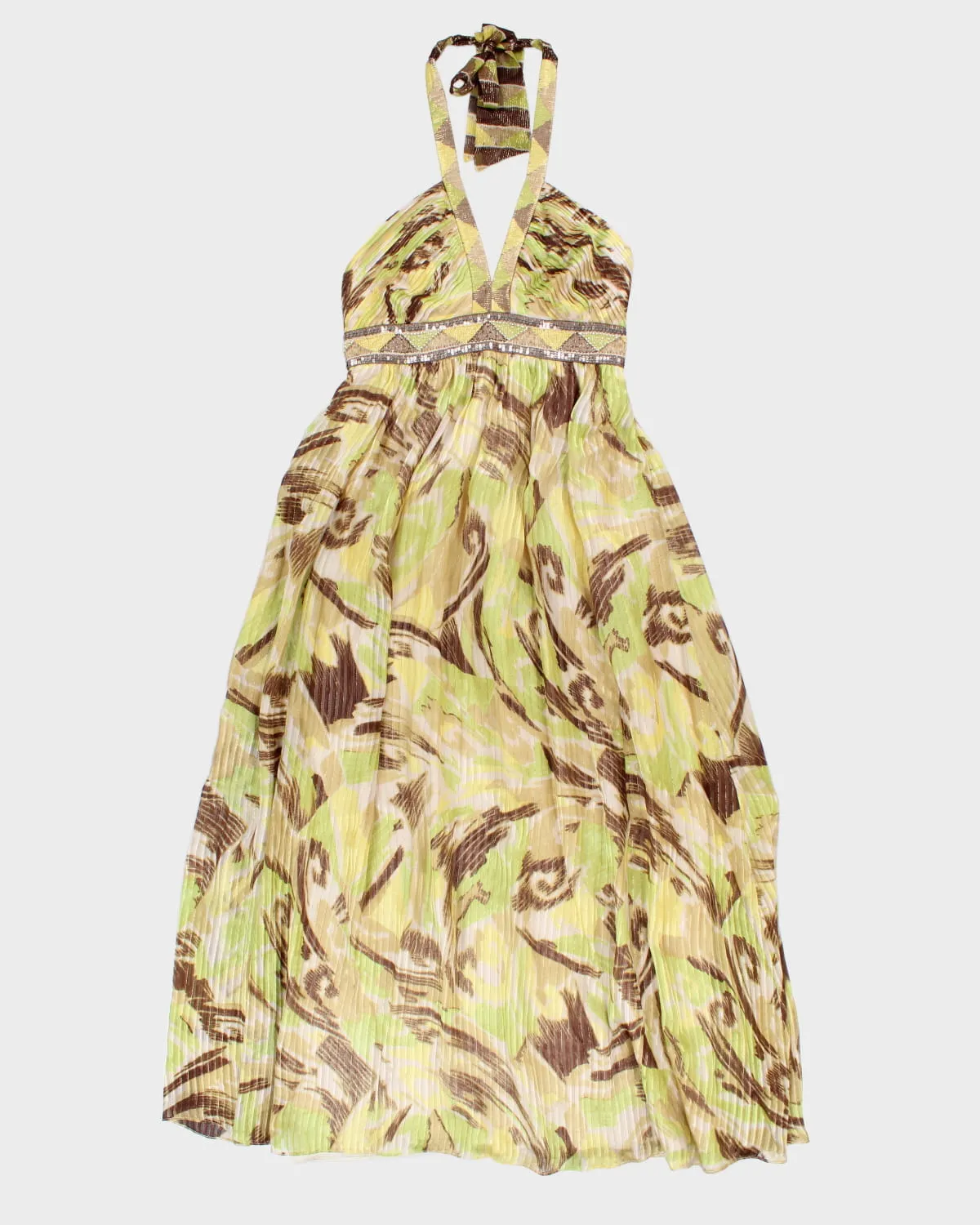 Y2K 00s BCBG MaxAzria Halter Neck Maxi Dress - S sold by Rokit