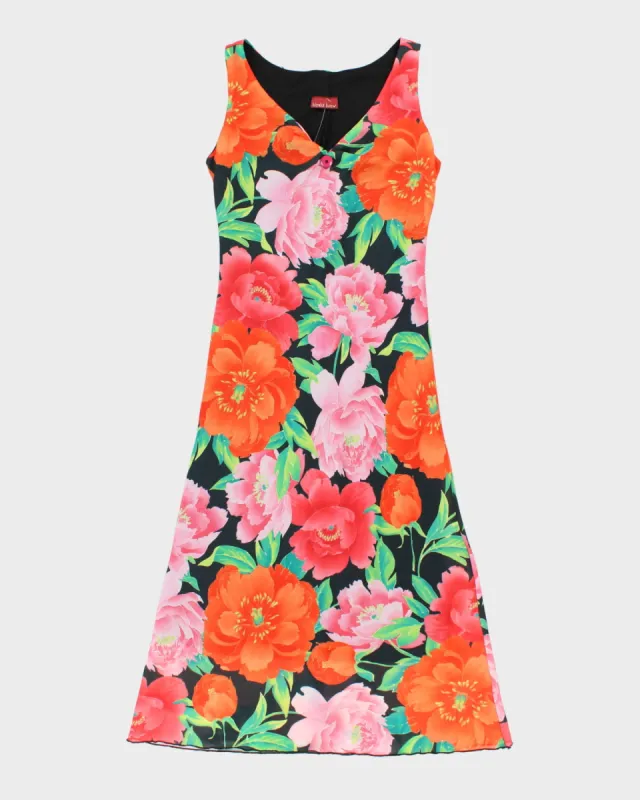 Y2K 00s Khaki Krew Floral Maxi Dress - M sold by Rokit