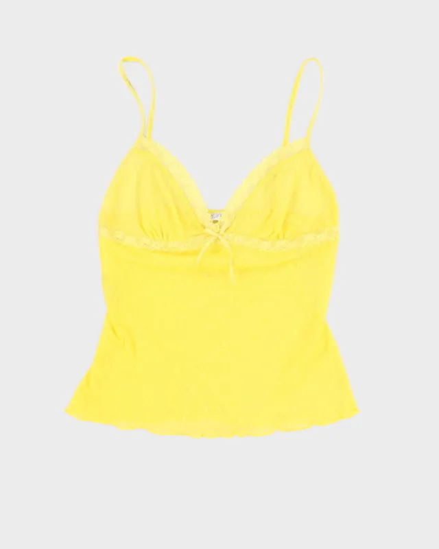 Y2K 00s La Senza Yellow Laced Camisole - S sold by Rokit