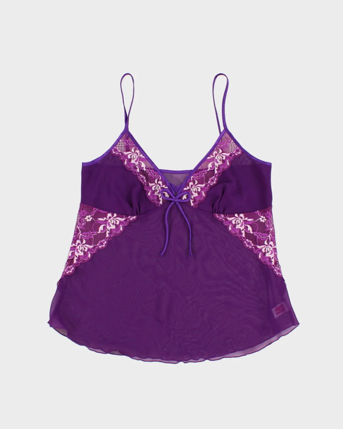 Vintage 90s Purple Lace Floral Camisole - M sold by Rokit