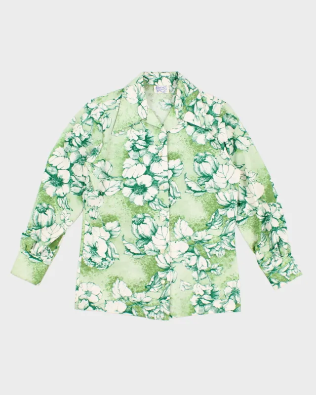 Vintage 70s Floral Green Shirt - S sold by Rokit