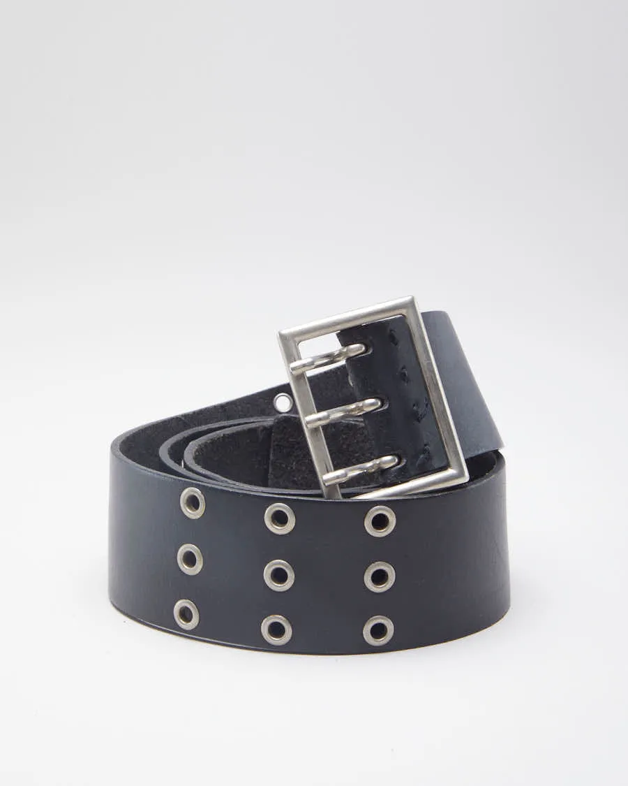 90's Triple Prong Black Leather Belt - 40 sold by Rokit