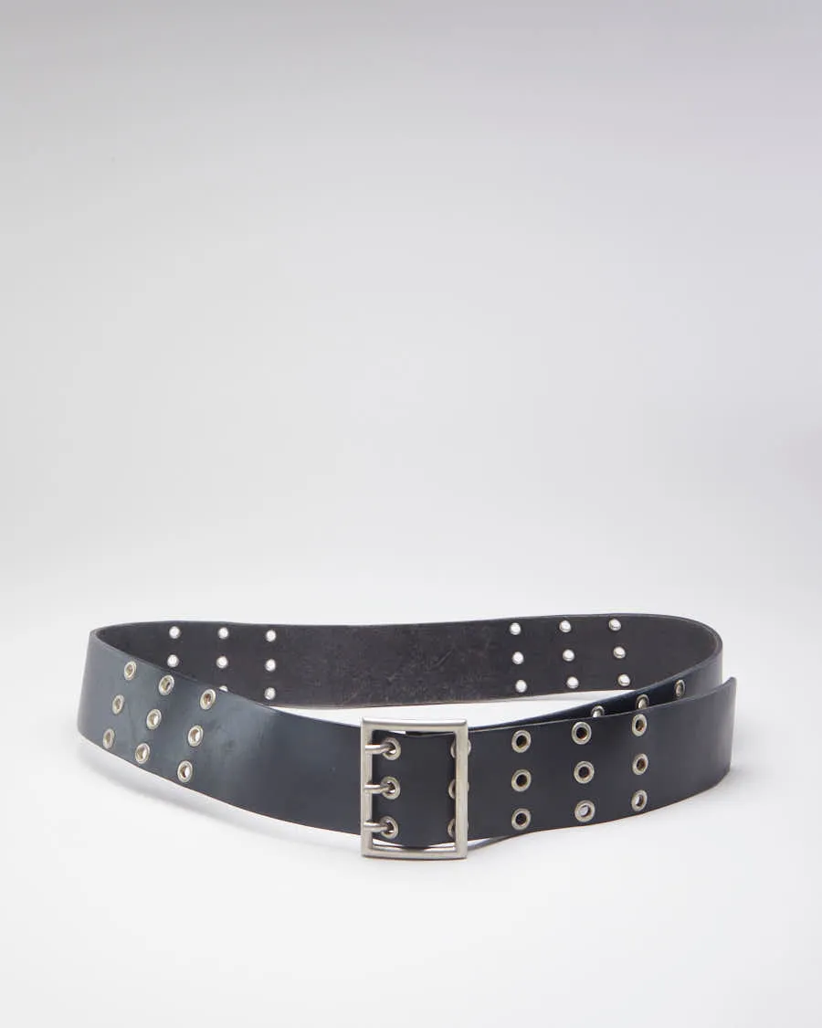90's Triple Prong Black Leather Belt - 40 sold by Rokit product image thumbnail 2