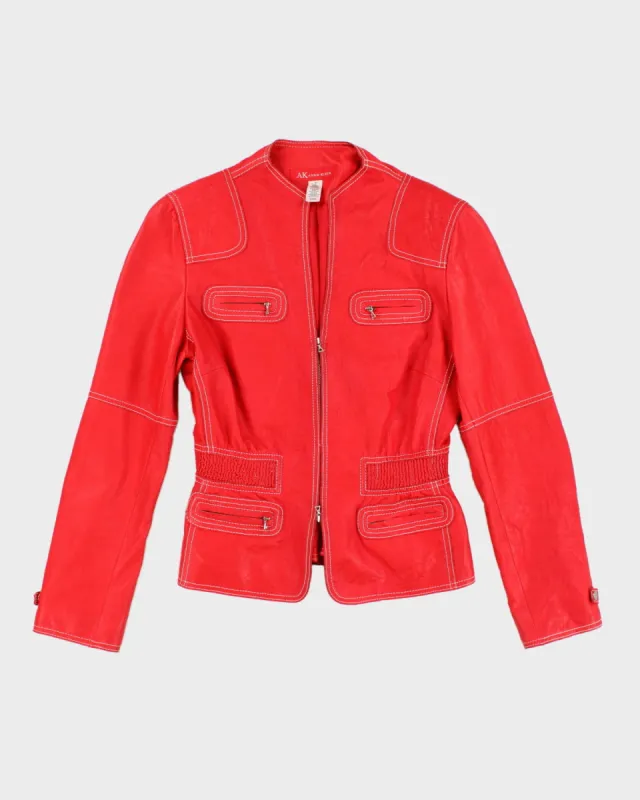 Y2K 00s Anne Klein Red Leather Jacket - M sold by Rokit