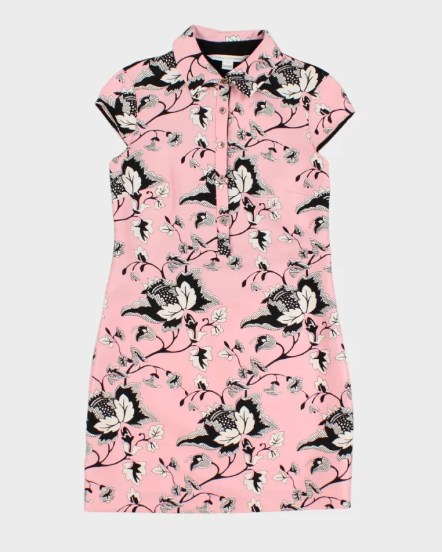 Diane Von Furstenberg Pink & Black Floral Dress - S/M sold by Rokit