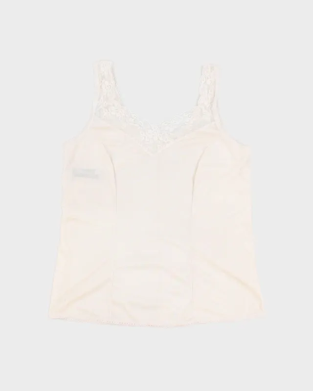Vintage Essentials Lace Detailed White Camisole - S sold by Rokit