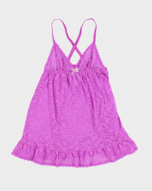 Y2K 00s Victoria's Secret Purple Lace Camisole - S sold by Rokit