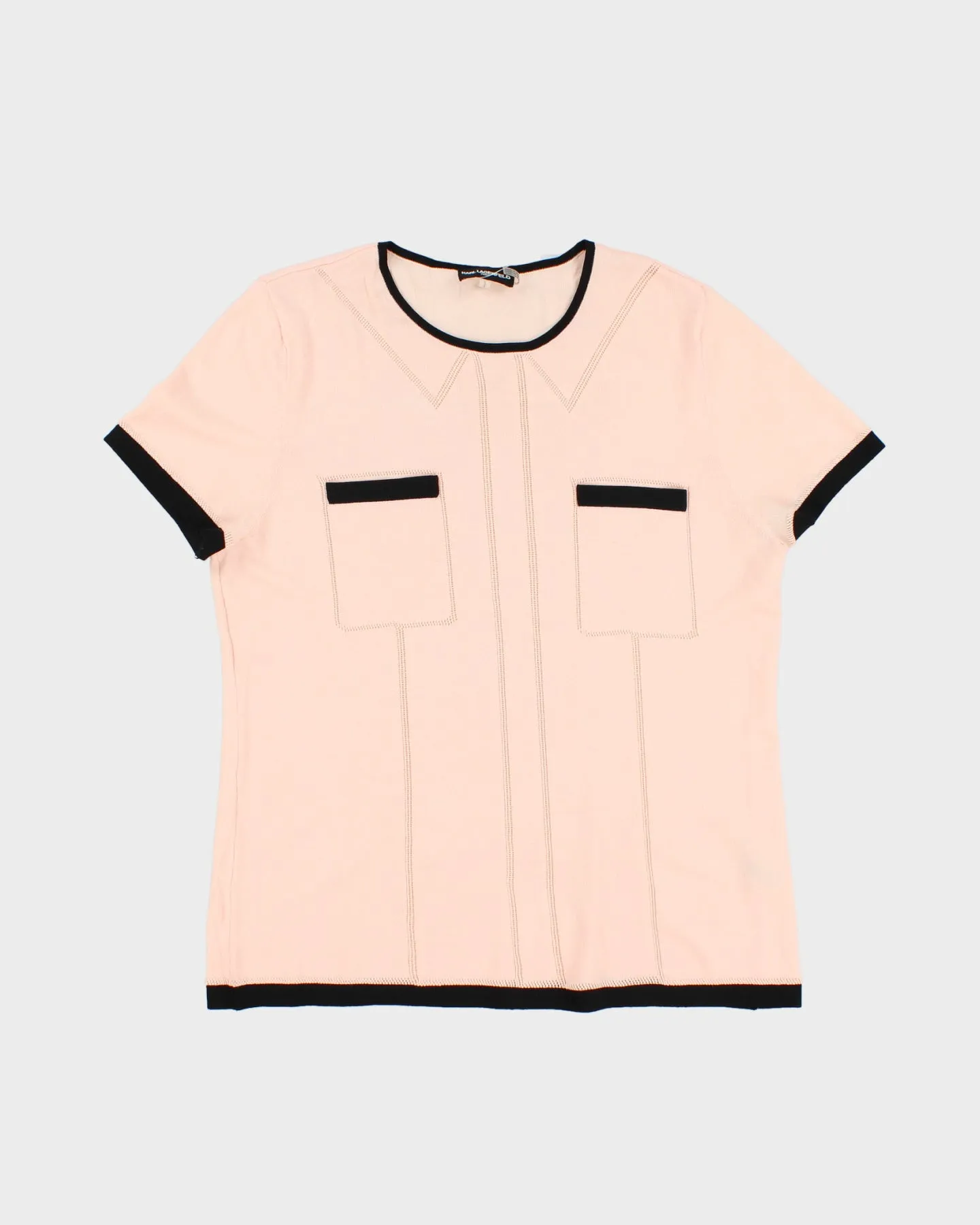 Karl Lagerfeld Pink Knitted Top - S sold by Rokit