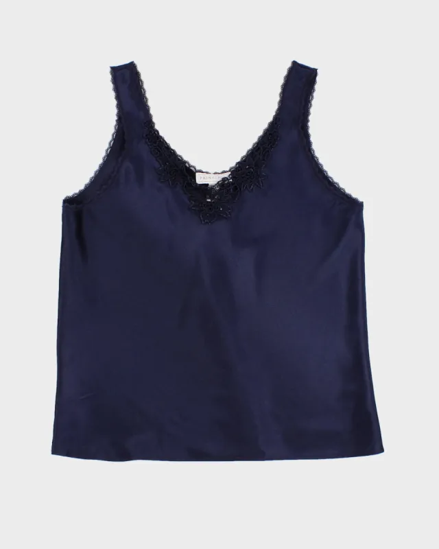 Vintage 90s Principles Navy Satin Camisole - S sold by Rokit