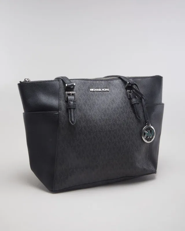 Michael Kors Black & Grey Monogram Print Handbag - O/S sold by Rokit