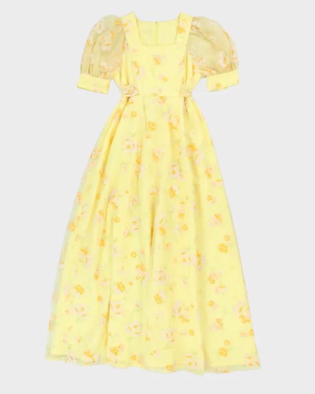 Vintage Handmade Floral Yellow Summer Dress - S sold by Rokit