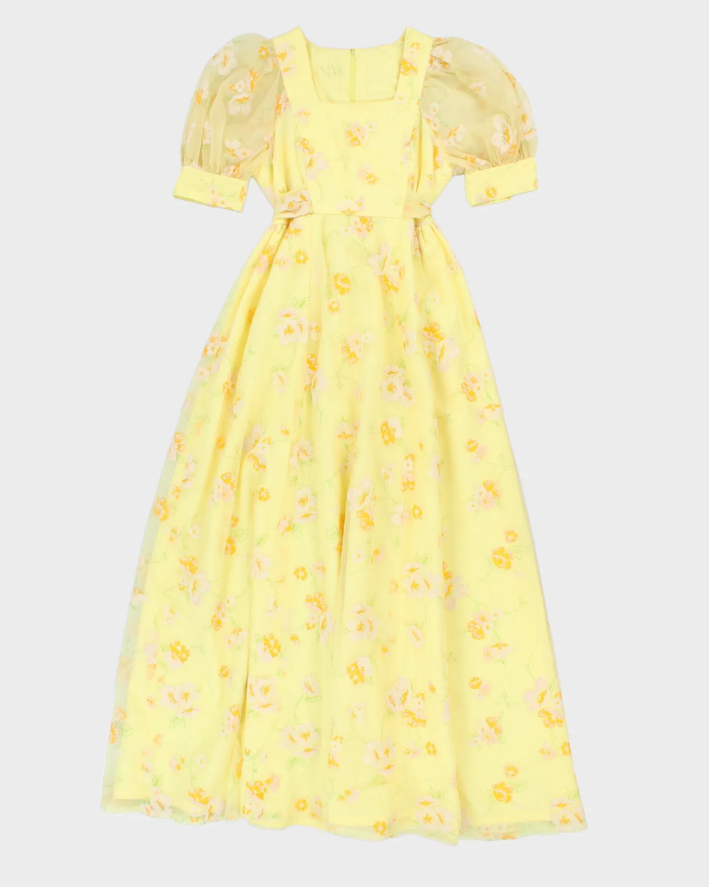 Vintage Handmade Floral Yellow Summer Dress - S sold by Rokit