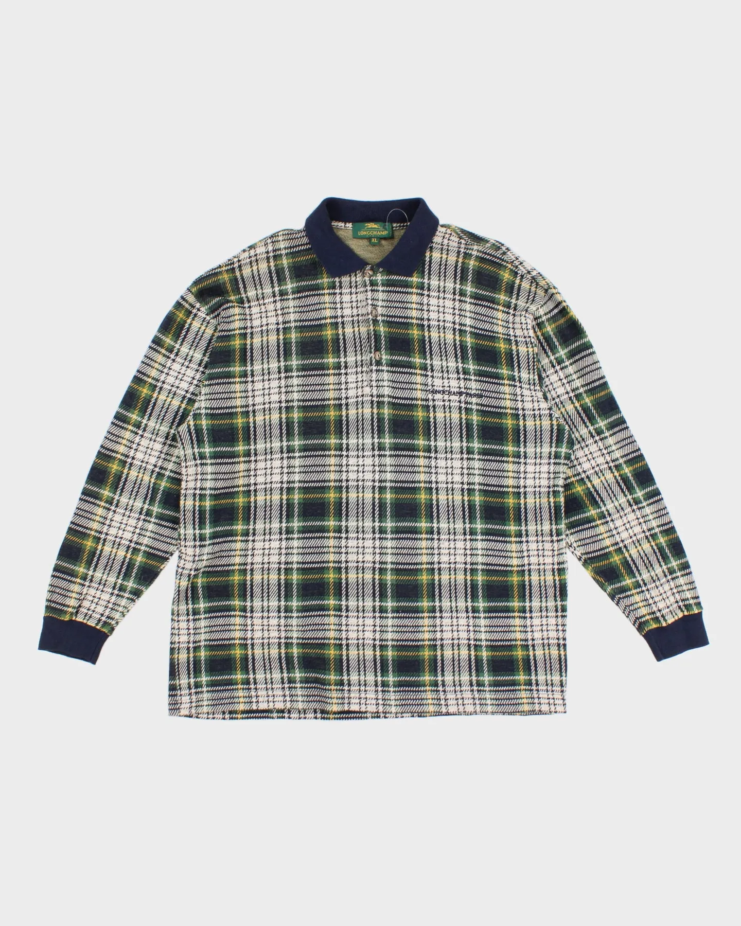 Vintage 90s Longchamp Plaid Polo Knit Shirt - XL sold by Rokit