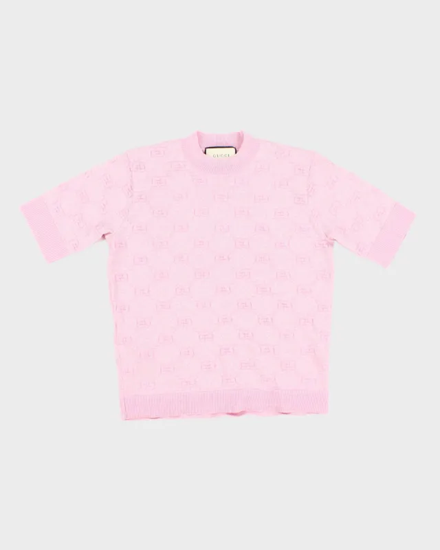 Gucci Pink Glittery Knit Sweater Top - S sold by Rokit