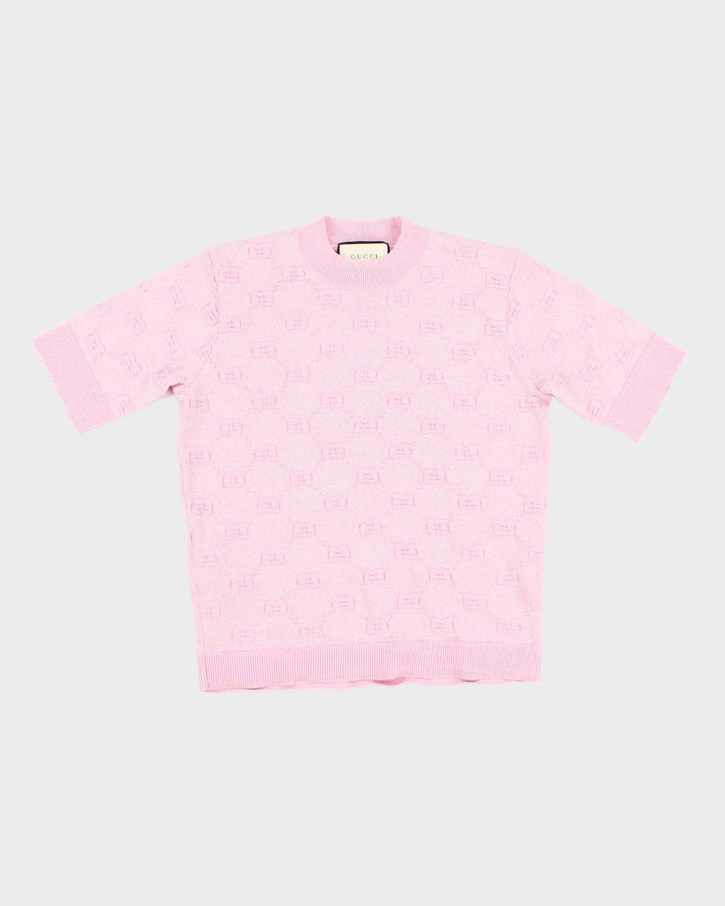 Gucci Pink Glittery Knit Sweater Top - S sold by Rokit