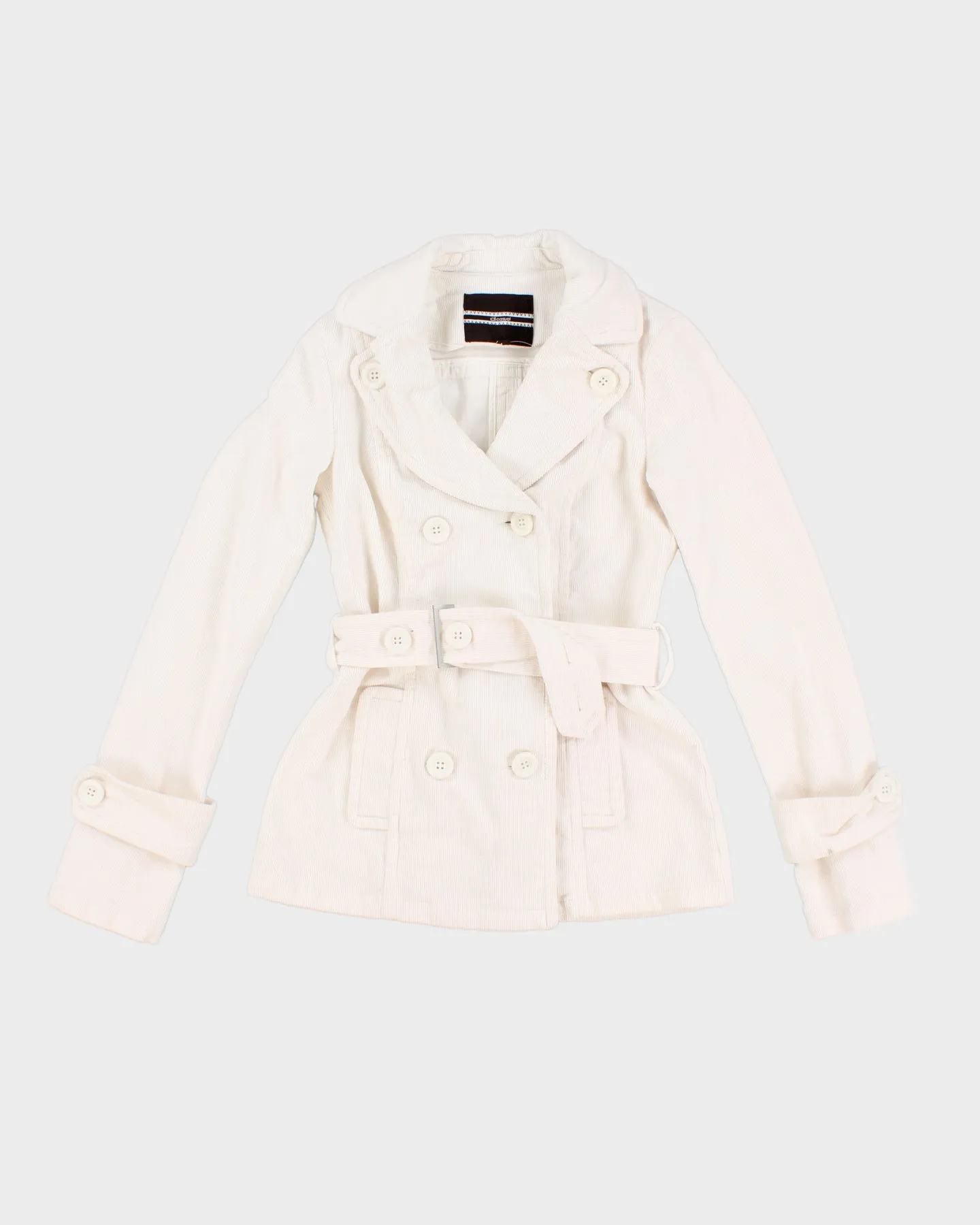 White Y2K 00s Collared Corduroy Jacket - XS sold by Rokit