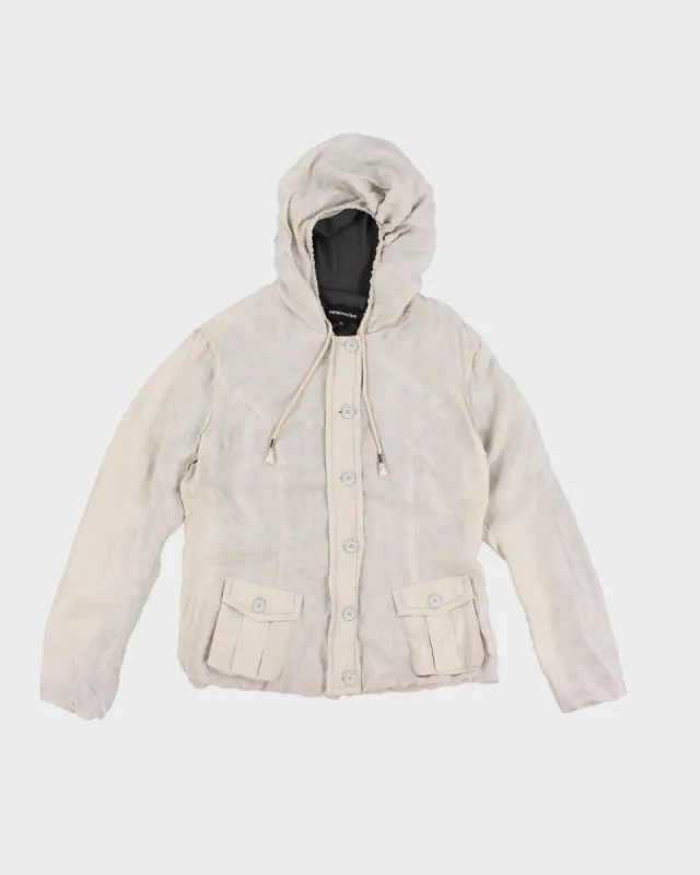 Vintage 00s Emporio Armani Beige Silk Hooded Jacket - M/L sold by Rokit