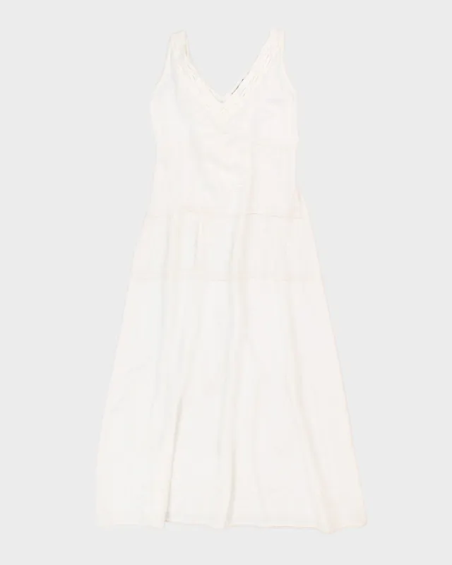 Vintage White Embroidered Maxi Dress - S sold by Rokit