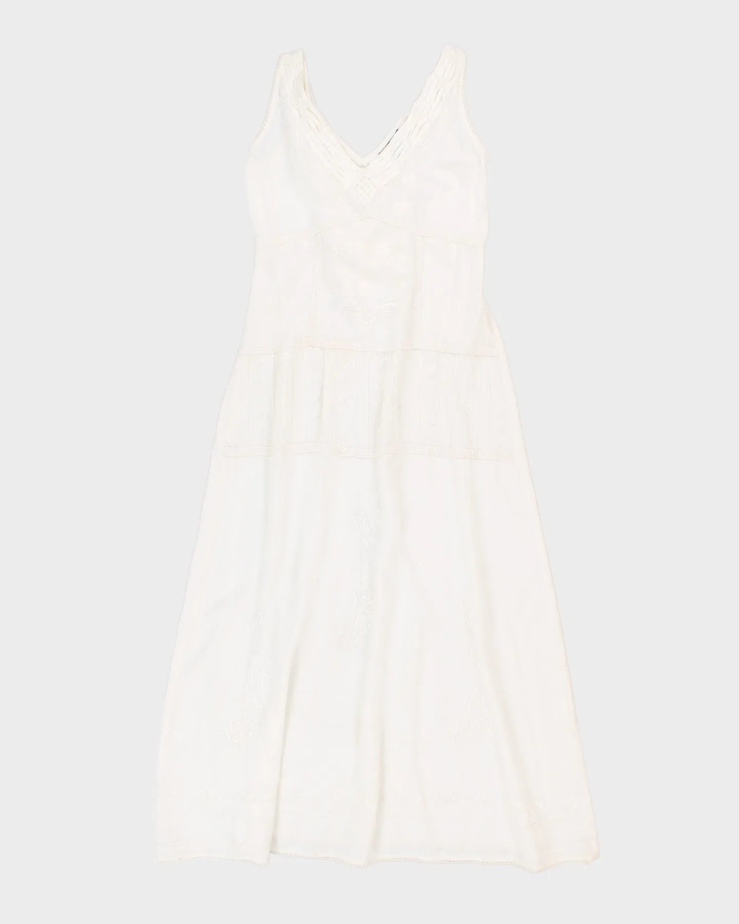 Vintage White Embroidered Maxi Dress - S sold by Rokit