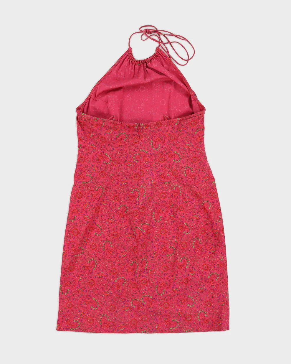 Vintage 90s Ralph Lauren Pink Paisley Halterneck Mini Dress - S sold by Rokit product image thumbnail 2