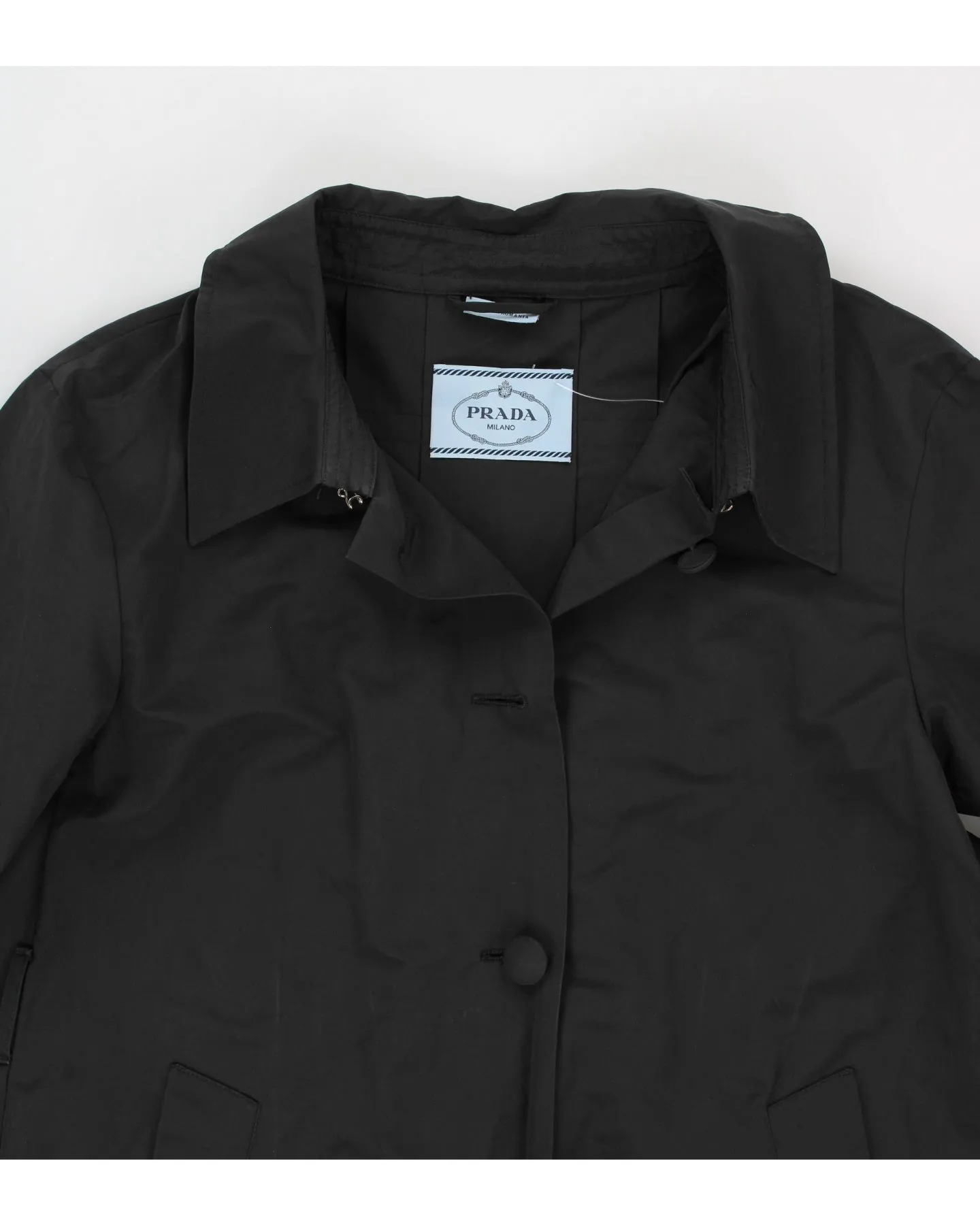 Prada Women's Black Collared Mac Coat - M sold by Rokit product image thumbnail 3