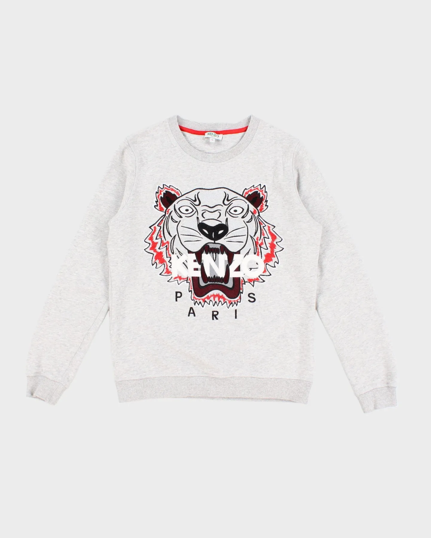 Kenzo Women's Grey Marled Tiger Embroidery Sweatshirt - S sold by Rokit